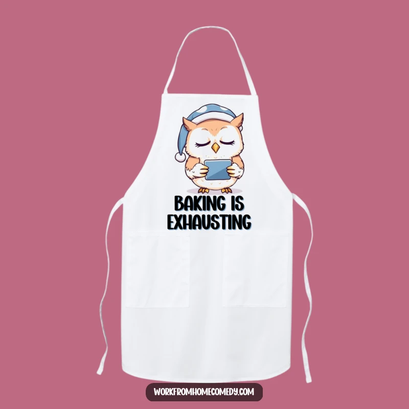 Funny Sleepy Owl Tablet Apron: Cook and Scroll with Ease!