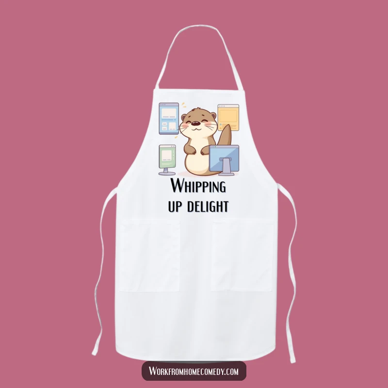 Funny Otter Chef Apron: Kitchen wear with an office theme, perfect funny gift for home chefs.