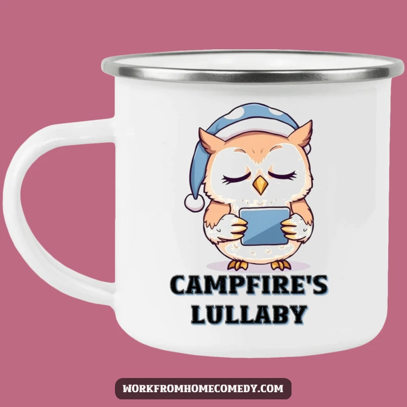 Funny Sleepy Owl Tablet Camping Mug: Stay Connected, Stay Cozy!