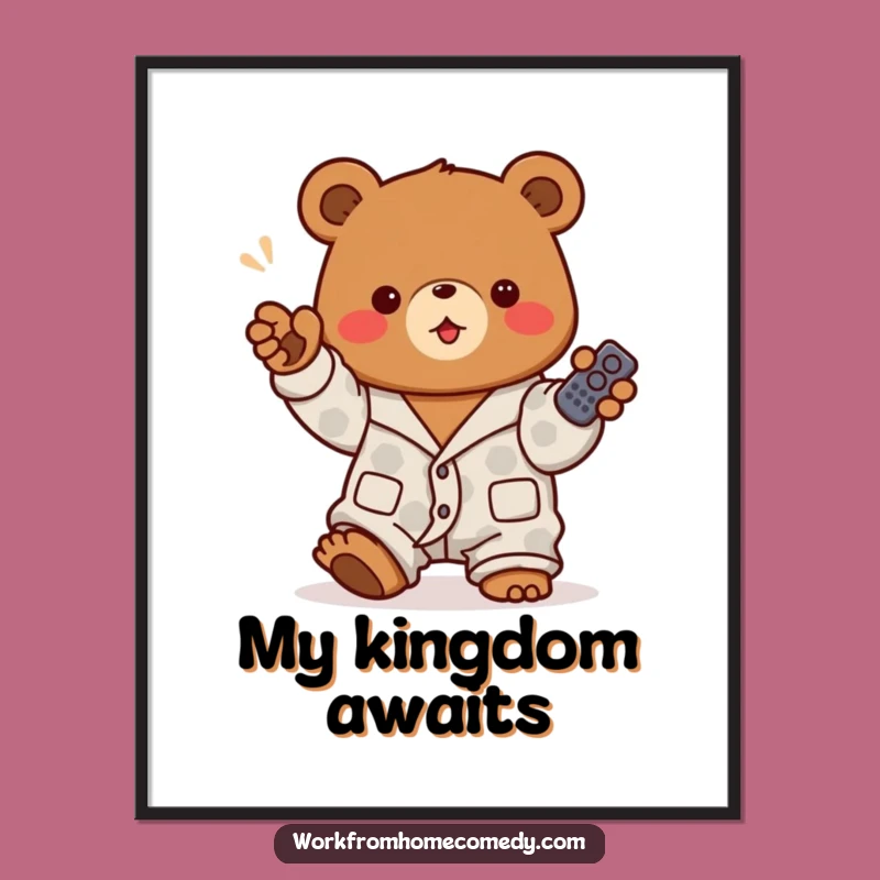 Funny Bear Pajama Remote Digital Print: Instant Couch Commander Art!