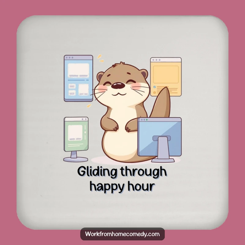 Funny Otter Office Coaster: Protect surfaces with a multitasking design, perfect funny gift.