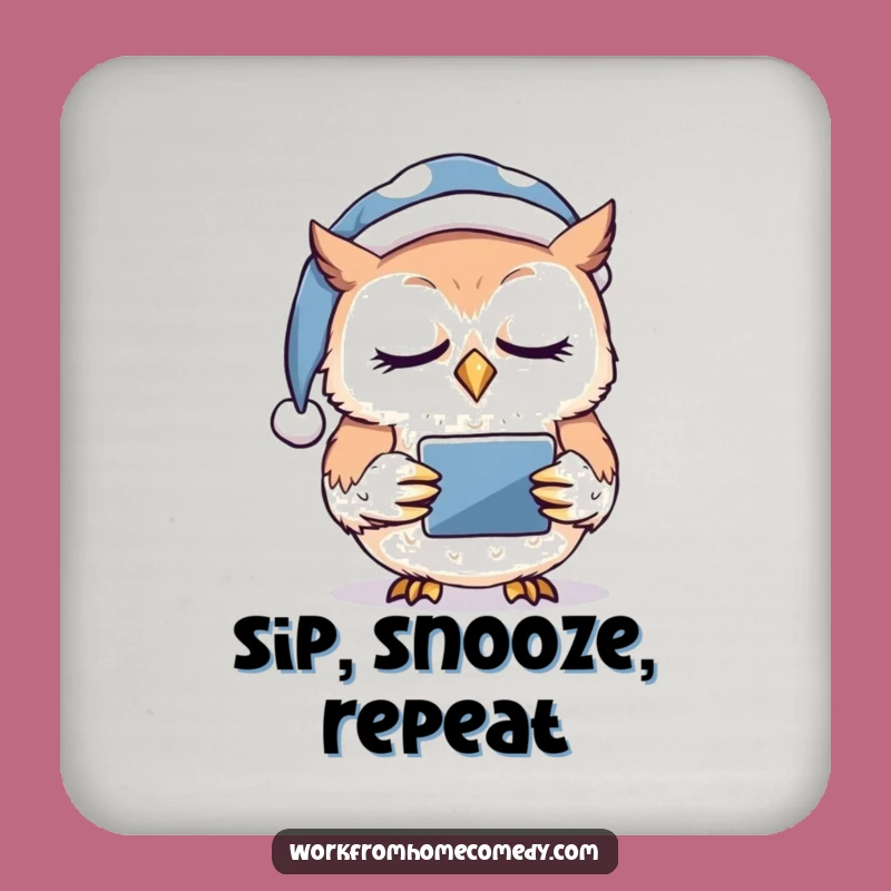 Funny Sleepy Owl Tablet Coasters: Protect Surfaces with Slumber!