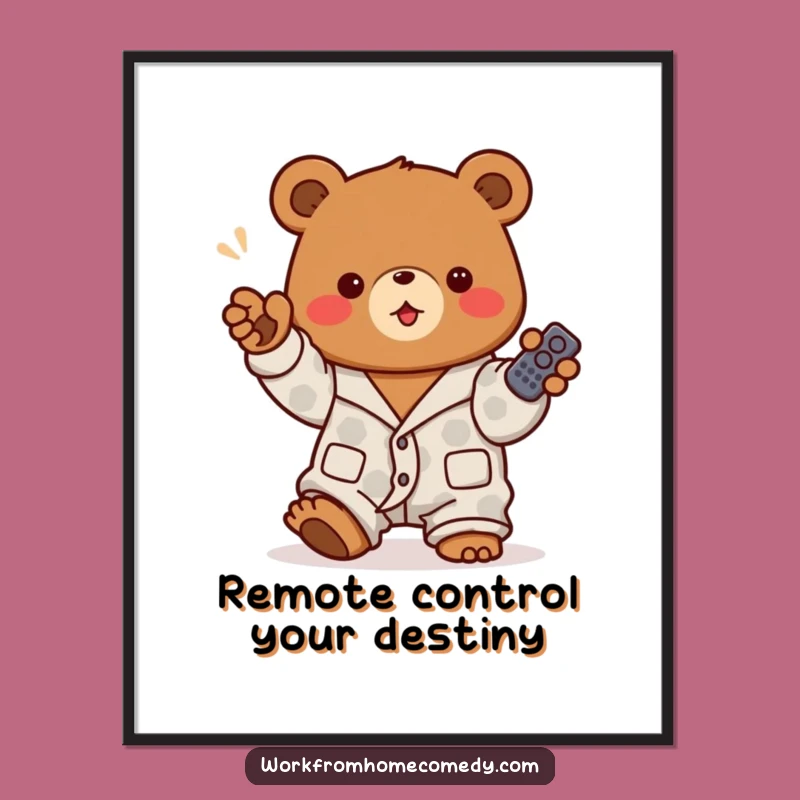 Free Printable Wall Art: Funny Bear with Remote - Hilarious Downloadable Decor!