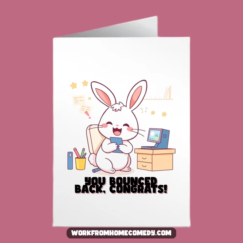 Hilarious Free Printable Congrats Card: Rabbit Multitasking Success Celebration