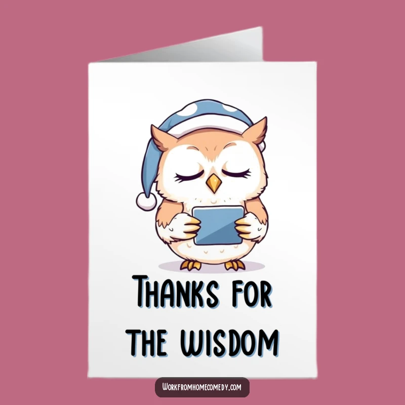 Free Printable Thank You Card: Sleepy Owl Tablet - Funny Gratitude Download!
