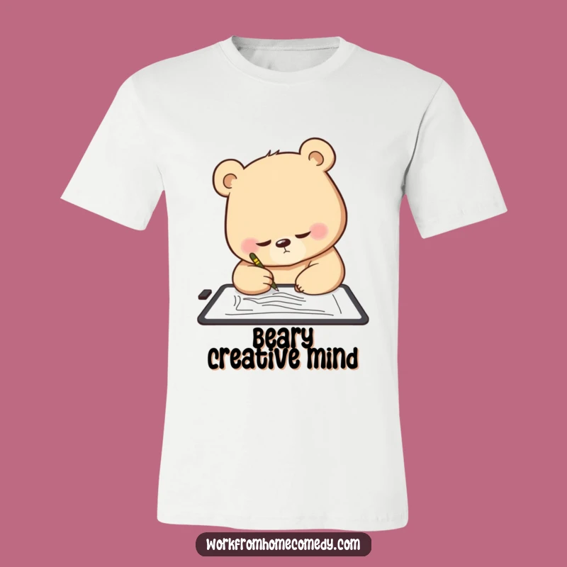 Funny Bear Artist T-Shirt: Hilarious sketching graphic tee, perfect funny gift for designers.