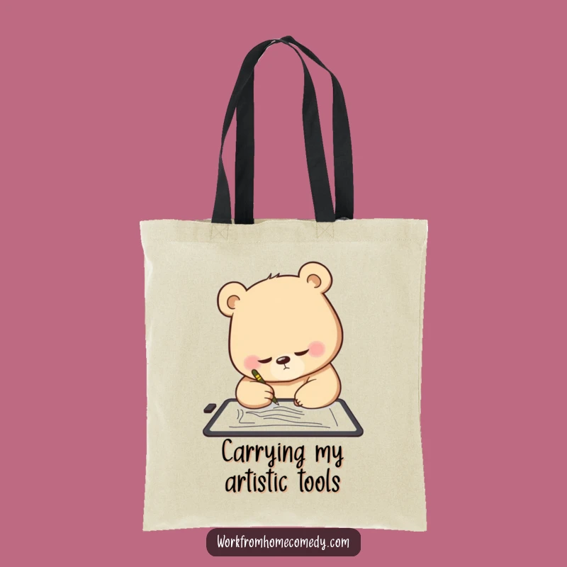 Funny Bear Artist Tote Bag: Chic bag with an art theme, great funny gift for creative minds.